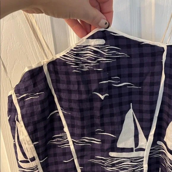 NWT Anthropologie Celadine Scallop Piped Mini Dress in Blue Motif, size XL - Picture 6 of 13